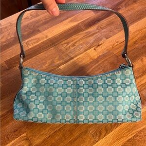 Vintage 90s Y2K Nine West Aqua Geometric Mini Shoulder Bag